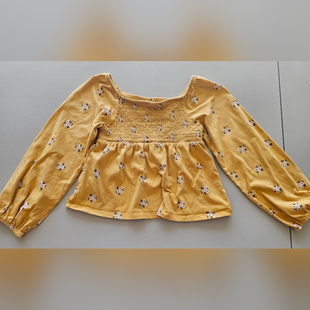 Old Navy Smocked Floral-Print Jersey Long-Sleeve Top Girls size large